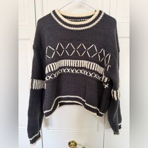 Women's Grey Bandit Rylan Sweater Charcoal and White Patterned Sweater